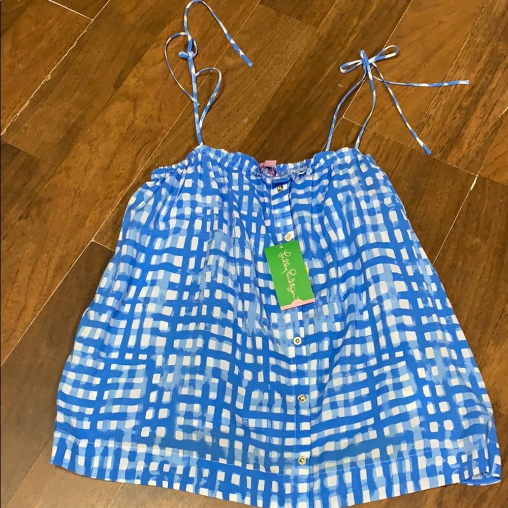 NWT Lilly Pulitzer blue gingham top